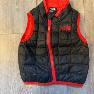 The North Face Black and Red Quilted Kids Vest